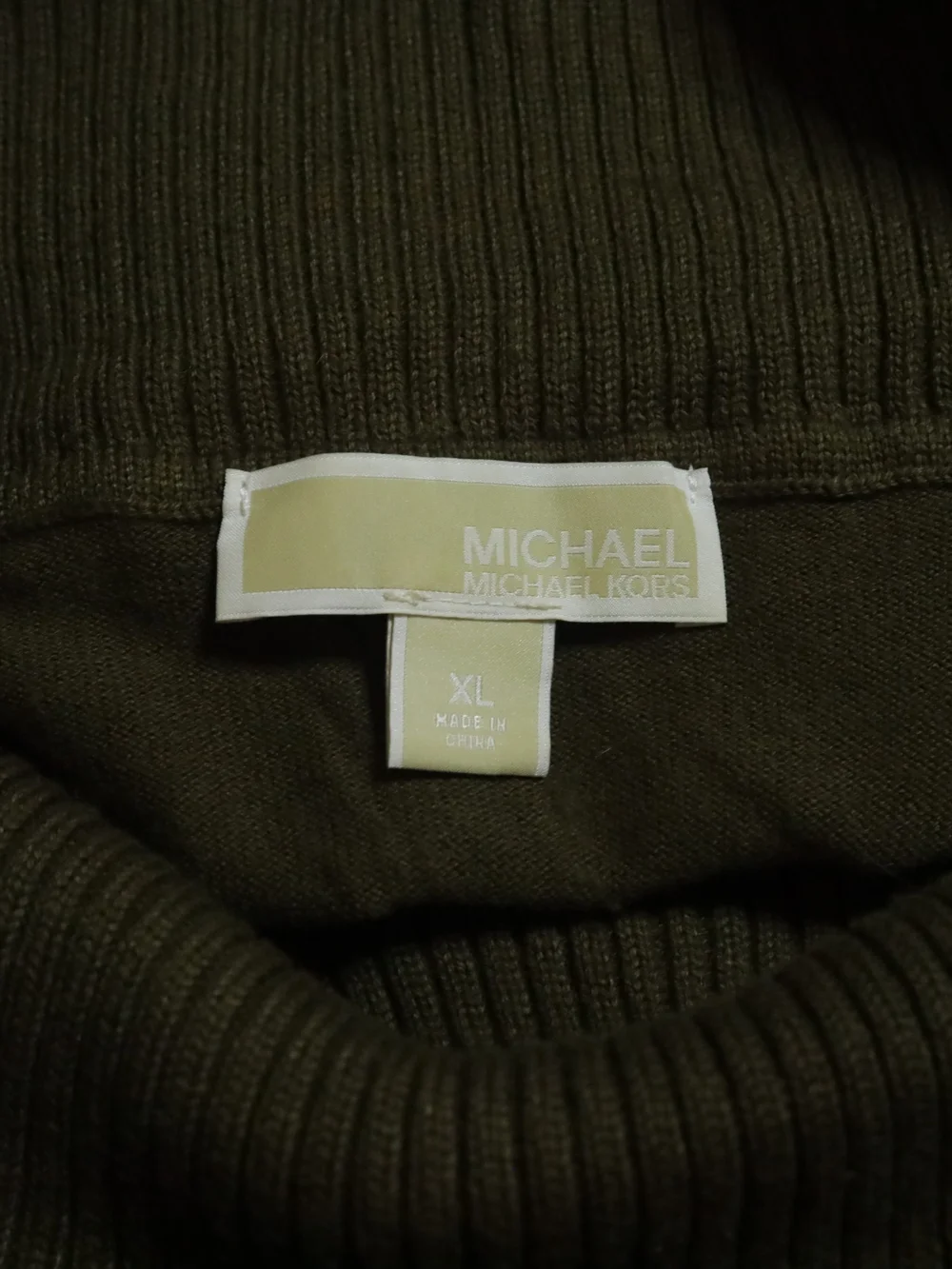 Michael Kors Sweater Women's XL Turtle Neck Olive Green